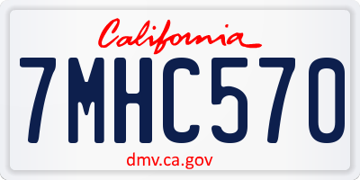 CA license plate 7MHC570