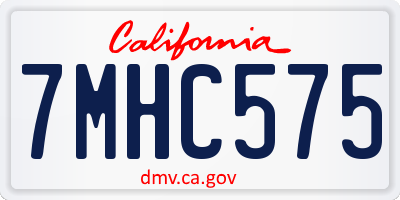 CA license plate 7MHC575