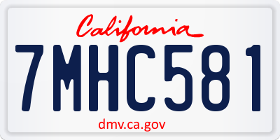 CA license plate 7MHC581