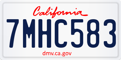 CA license plate 7MHC583