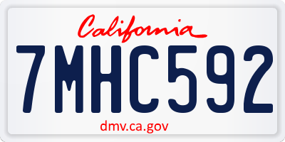 CA license plate 7MHC592