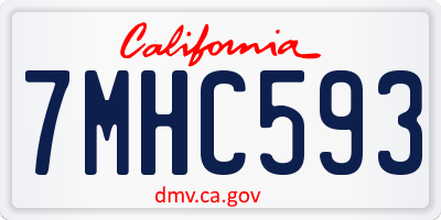 CA license plate 7MHC593