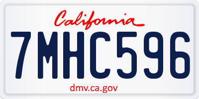 CA license plate 7MHC596