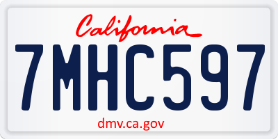 CA license plate 7MHC597