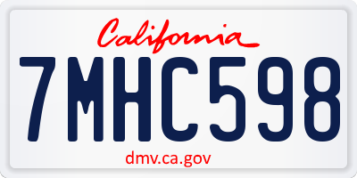 CA license plate 7MHC598