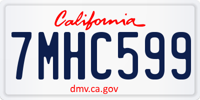 CA license plate 7MHC599