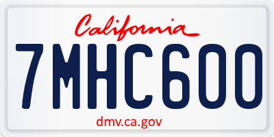 CA license plate 7MHC600