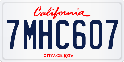 CA license plate 7MHC607