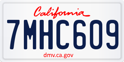 CA license plate 7MHC609