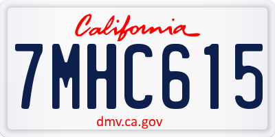 CA license plate 7MHC615