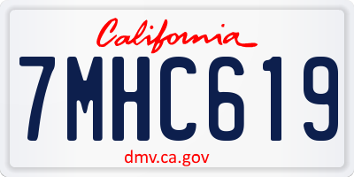 CA license plate 7MHC619