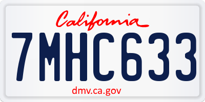 CA license plate 7MHC633
