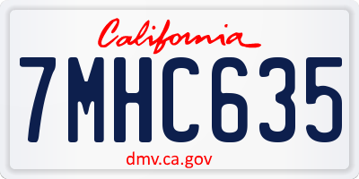 CA license plate 7MHC635