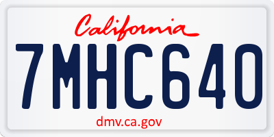 CA license plate 7MHC640