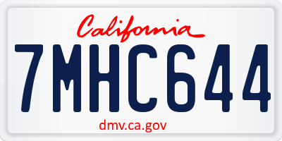 CA license plate 7MHC644