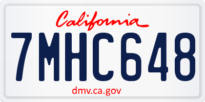 CA license plate 7MHC648