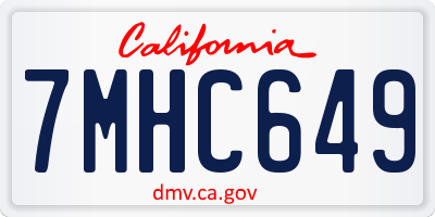 CA license plate 7MHC649