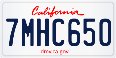 CA license plate 7MHC650