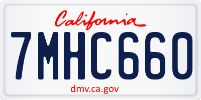 CA license plate 7MHC660