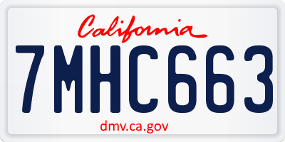 CA license plate 7MHC663
