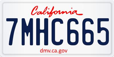 CA license plate 7MHC665