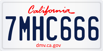 CA license plate 7MHC666