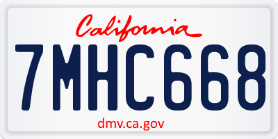 CA license plate 7MHC668