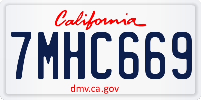 CA license plate 7MHC669