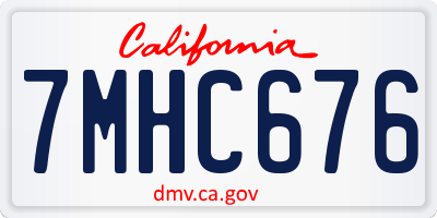 CA license plate 7MHC676