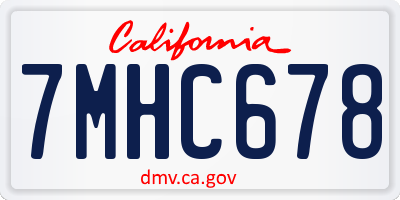 CA license plate 7MHC678
