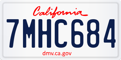 CA license plate 7MHC684