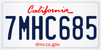 CA license plate 7MHC685