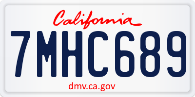CA license plate 7MHC689
