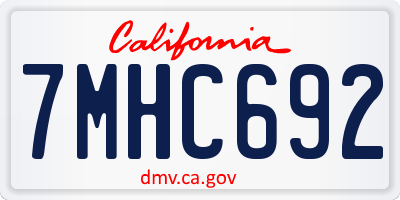 CA license plate 7MHC692