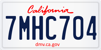 CA license plate 7MHC704