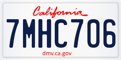 CA license plate 7MHC706