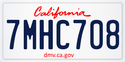 CA license plate 7MHC708