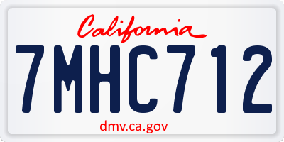 CA license plate 7MHC712