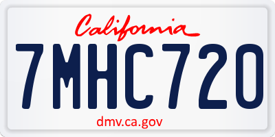 CA license plate 7MHC720