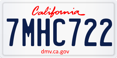 CA license plate 7MHC722