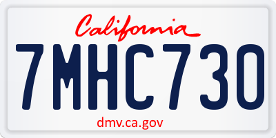 CA license plate 7MHC730