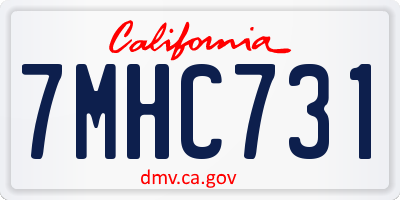 CA license plate 7MHC731