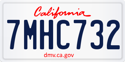 CA license plate 7MHC732