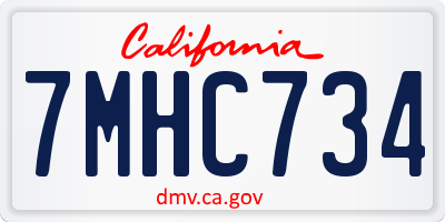 CA license plate 7MHC734