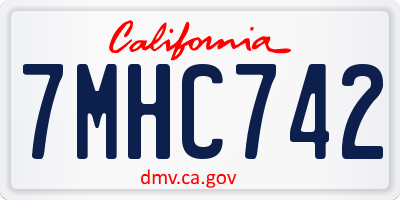 CA license plate 7MHC742