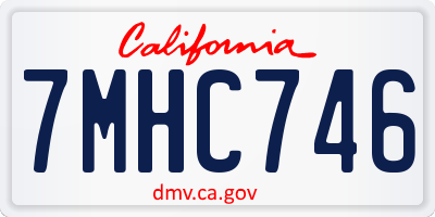 CA license plate 7MHC746