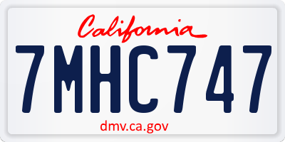 CA license plate 7MHC747