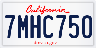 CA license plate 7MHC750