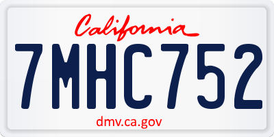 CA license plate 7MHC752