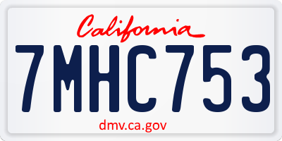 CA license plate 7MHC753